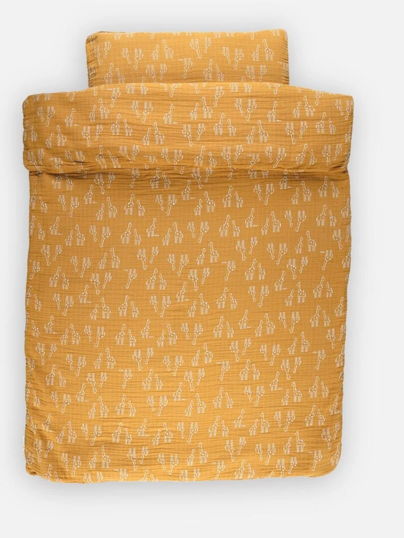 Housse de couette girafe en mousseline BIO 100 x 140 cm ocre Noukie's Jaune