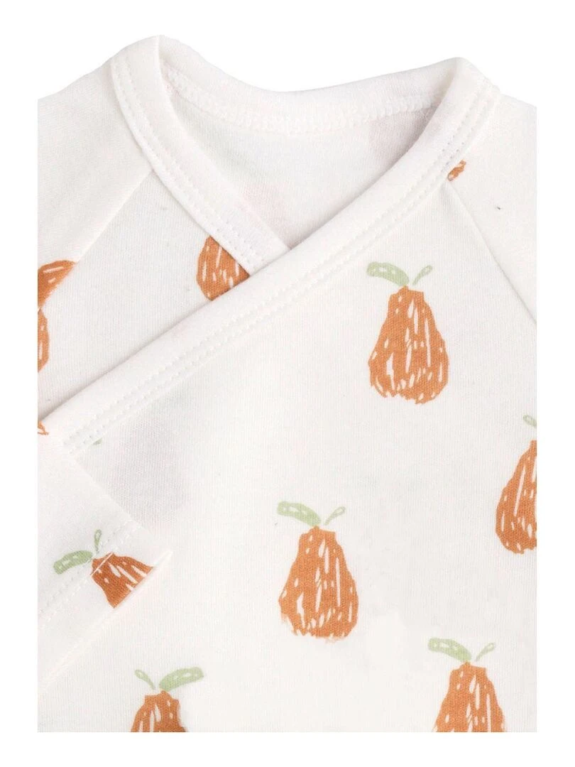 Bodies bébé manches longues en coton lot de 3   SAUTHON   Blanc Vert