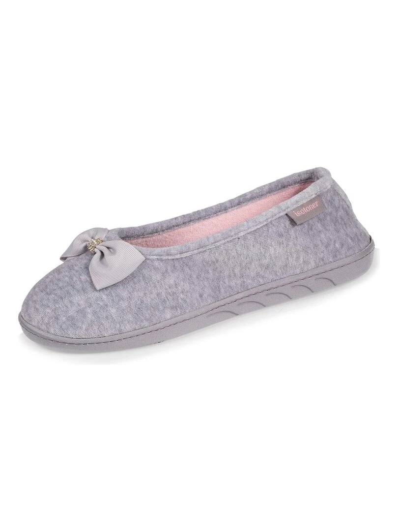 Chaussons Ballerines Femme Gris Nœud bijoux Gris