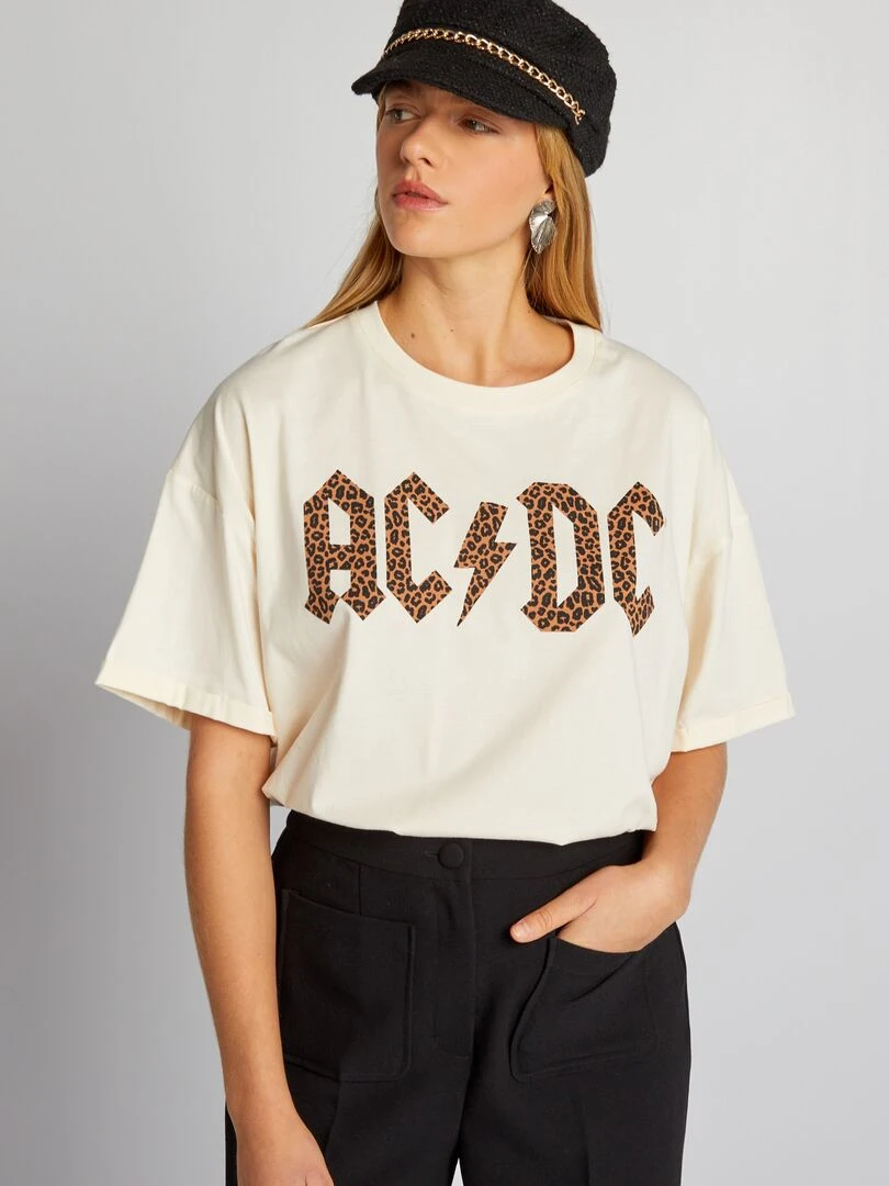 T shirt 'AC/DC' Beige