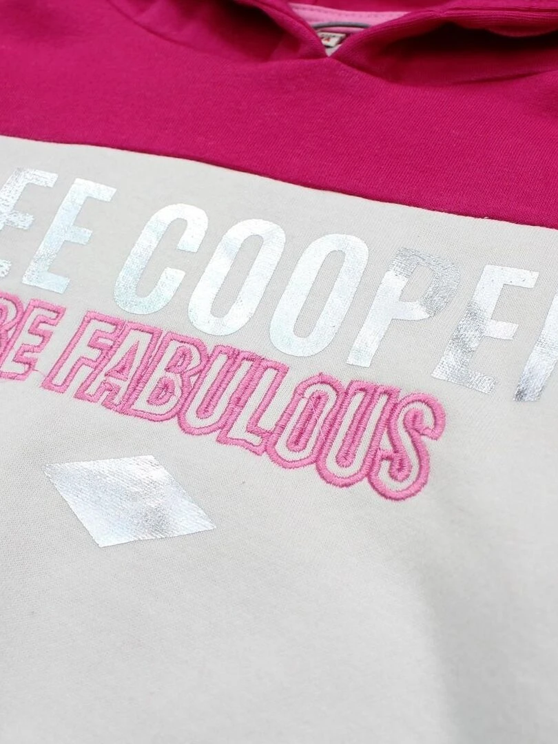 Lee Cooper   Sweat fille imprimé logo en coton   Rose