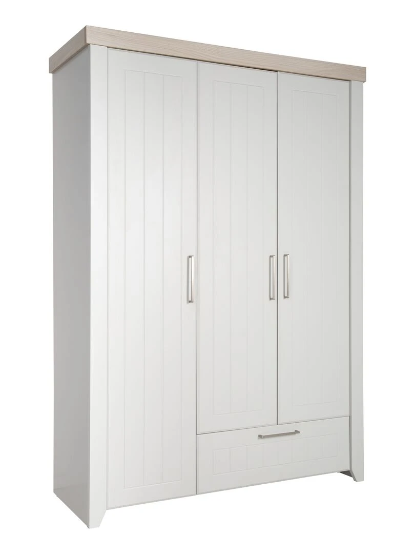 ROBA Armoire "Helene" 3 portes – technologie à fermeture progressive – gris clair / orme lunaire Gris clair
