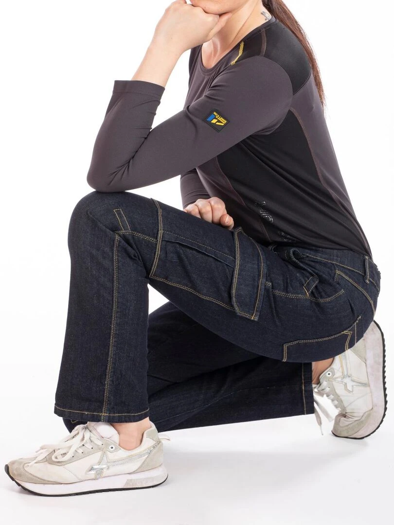 Jeans de travail multi poches stretch brut BETTYA 'Rica Lewis' Bleu