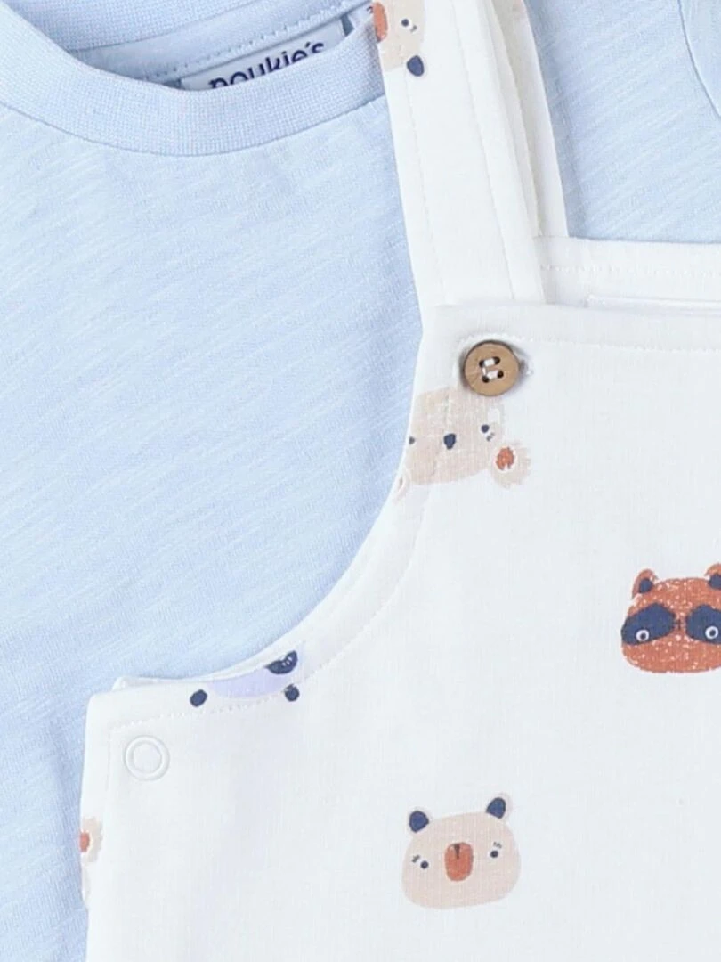 Set salopette imprimé animalier + t shirt  clair/écru   Noukie's   Blanc