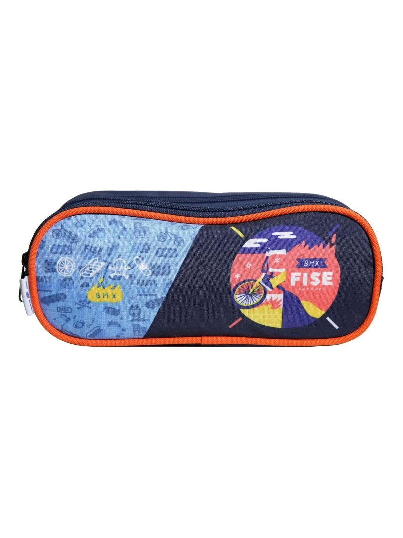 BAGTROTTER Trousse scolaire 2 compartiments Fise BMX Bleue Bleu