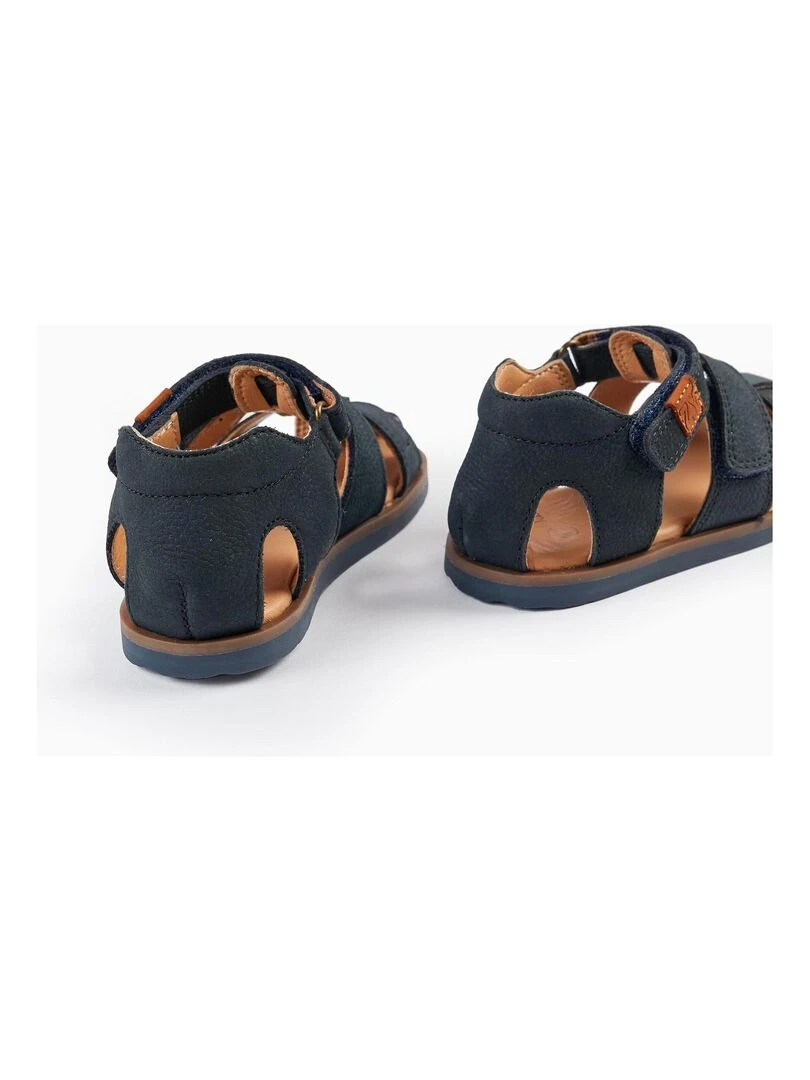 Sandales à lanières en cuir pour bébé garçon  ATLANTIC COMPANY   Bleu foncé