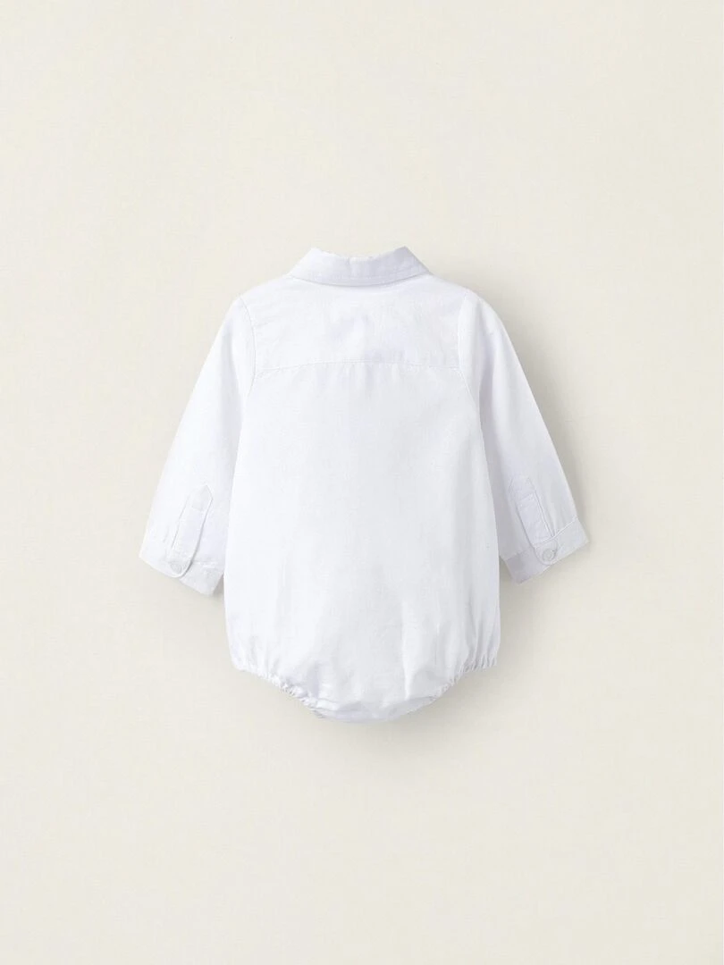 Body chemise en coton Oxford pour nouveau né manches longues ATLANTIC COMPANY Blanc