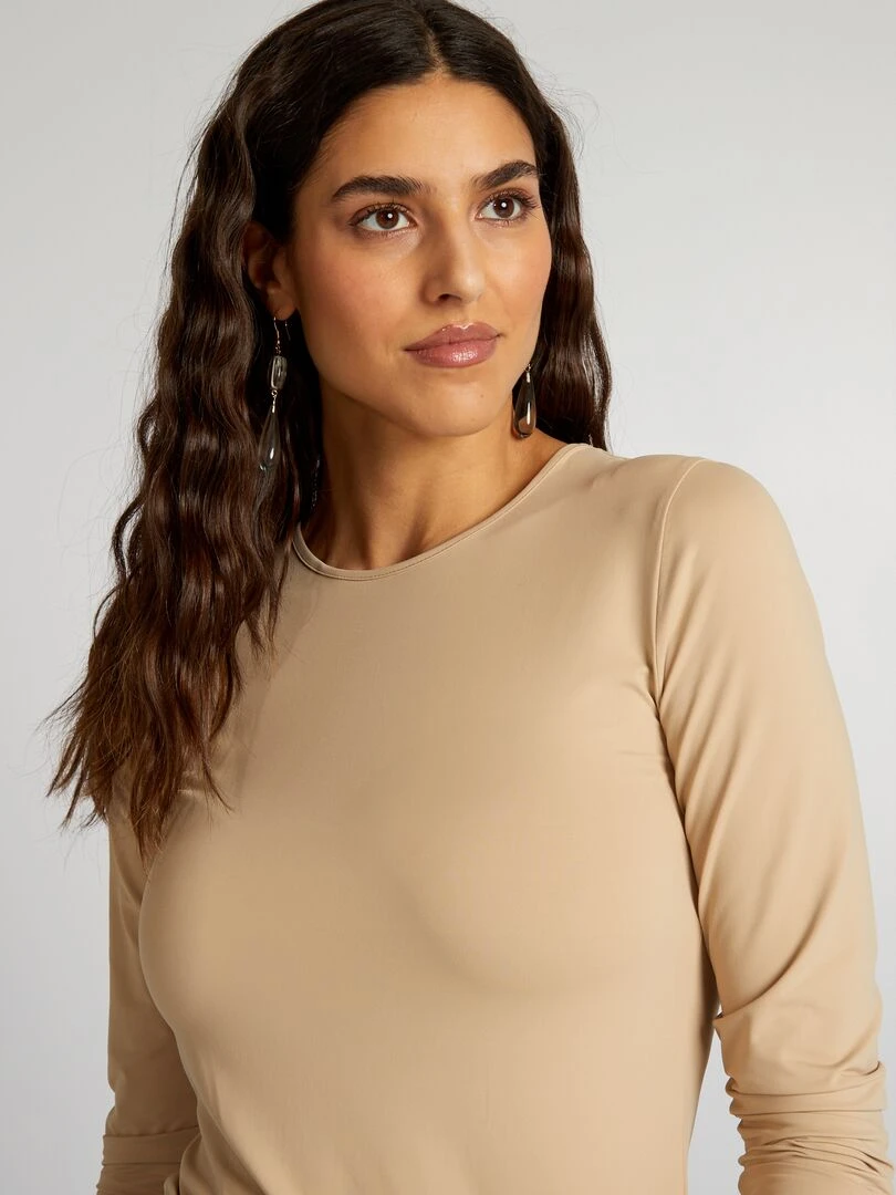 T shirt en maille stretch   Beige