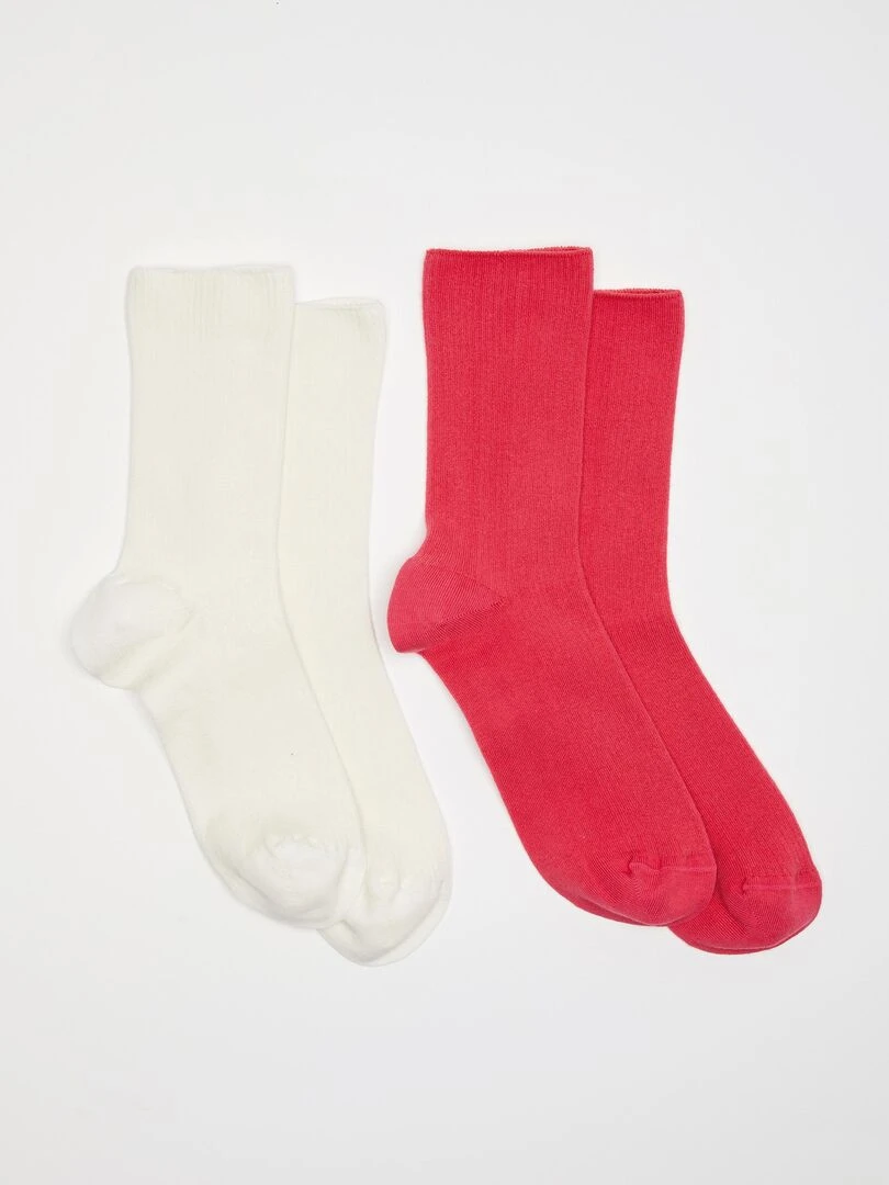 Lot de 2 paires de chaussettes maille côtelée coton biologique* Damart Ivoire
