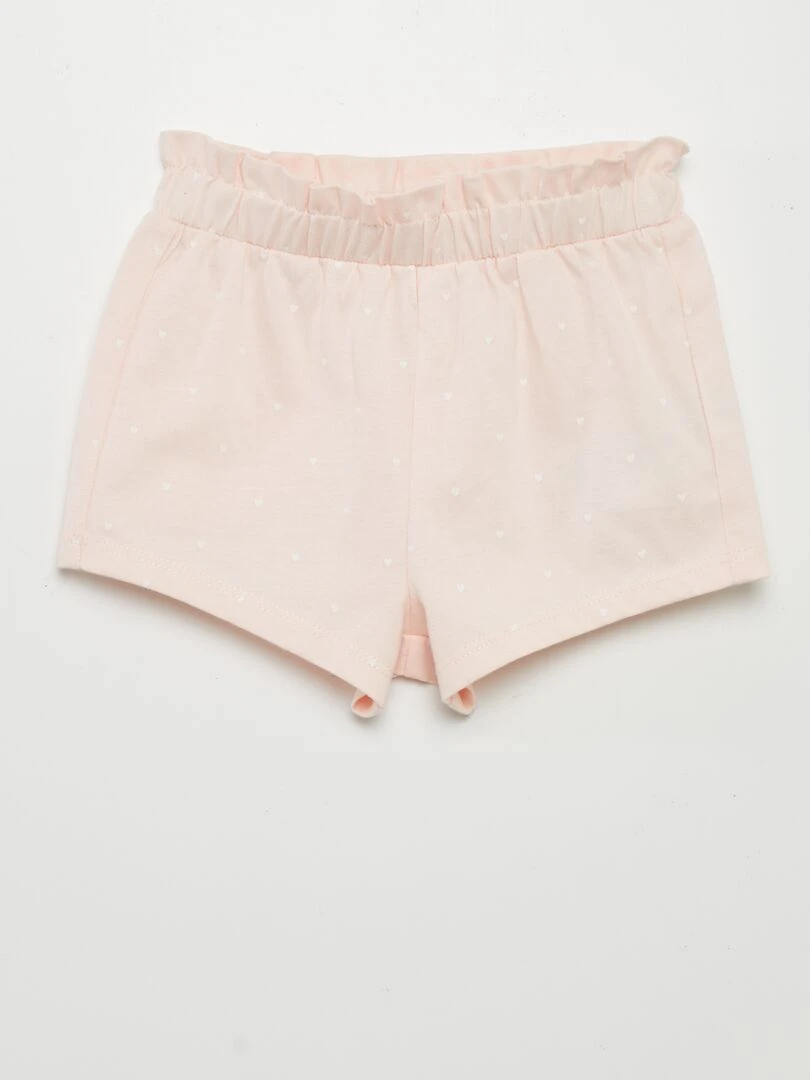 Ensemble t shirt + short imprimé   2 pièces   Rose cœur
