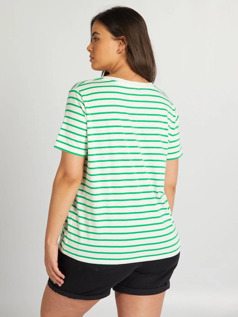 Tee shirt en coton avec imprimé   Vert/blanc