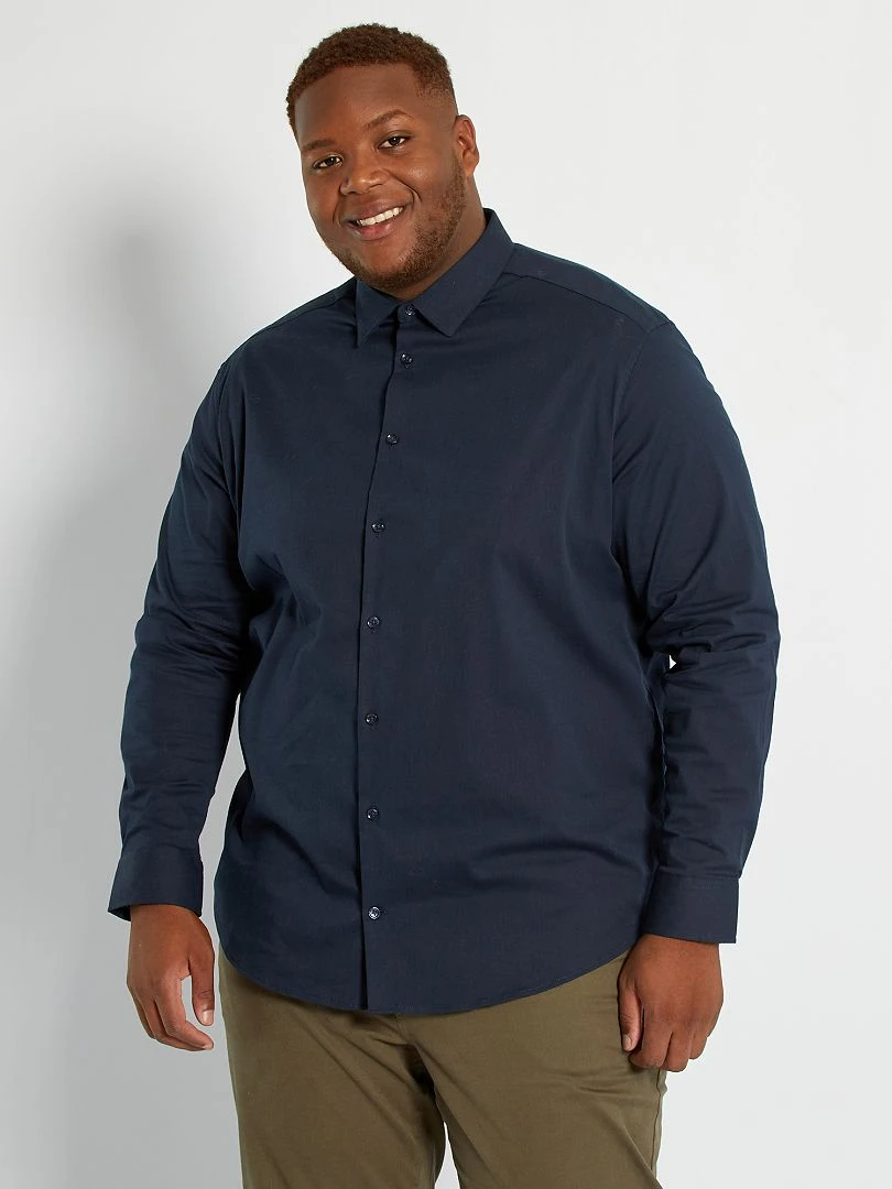 Chemise droite et stretch Bleu marine