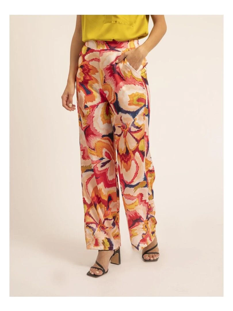 Pantalon fluide motifs ECRINE Rose