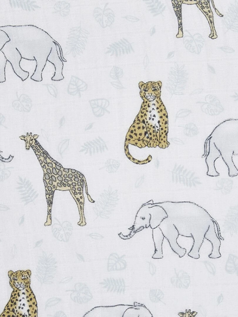 Maxi lange en mousseline de coton Jungle (120 x 120 cm)   Blanc