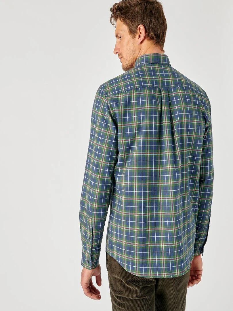 Chemise carreaux tartan pur coton manches longues   Damart   Vert