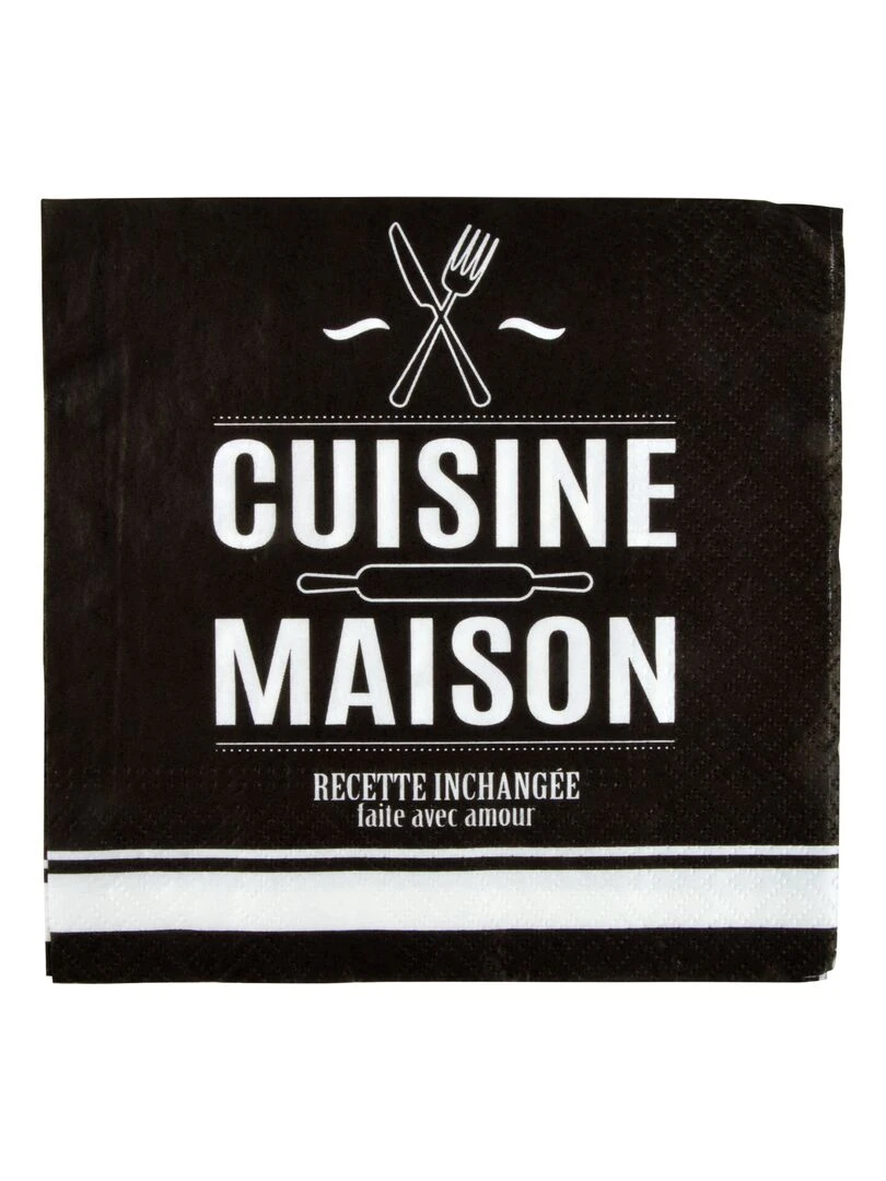 Lot de 20 serviettes en papier Ma cuisine Noir