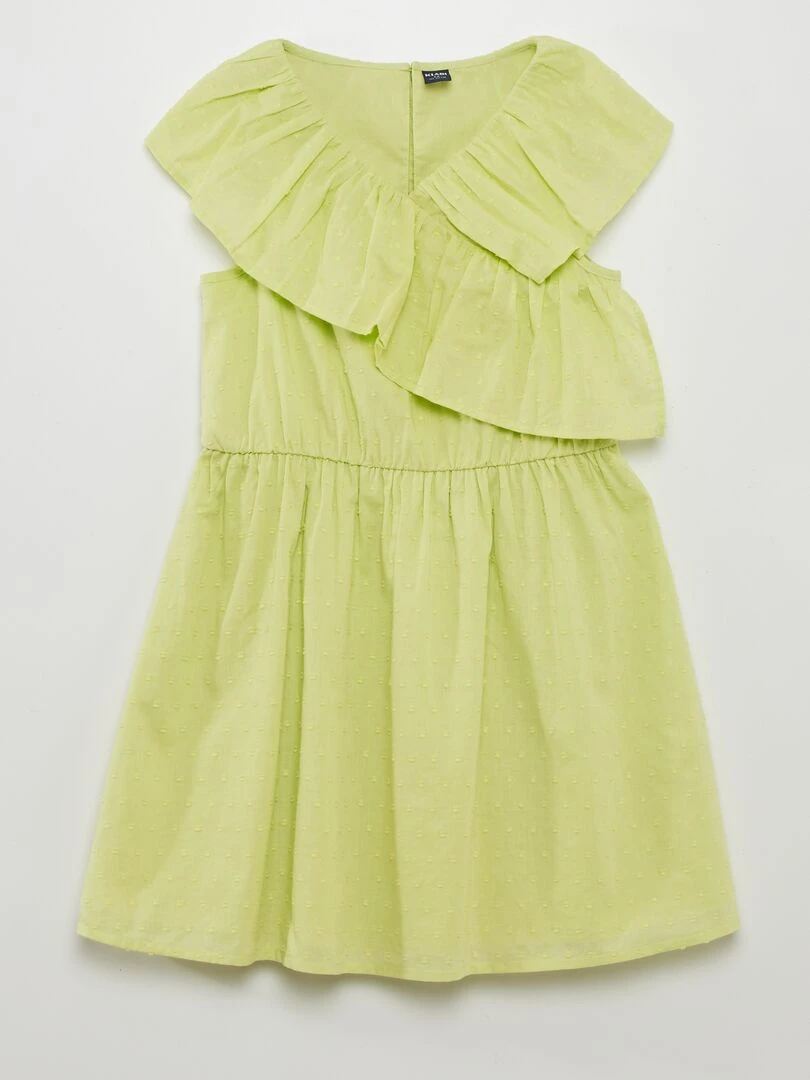 Robe en coton plumetis Vert citron