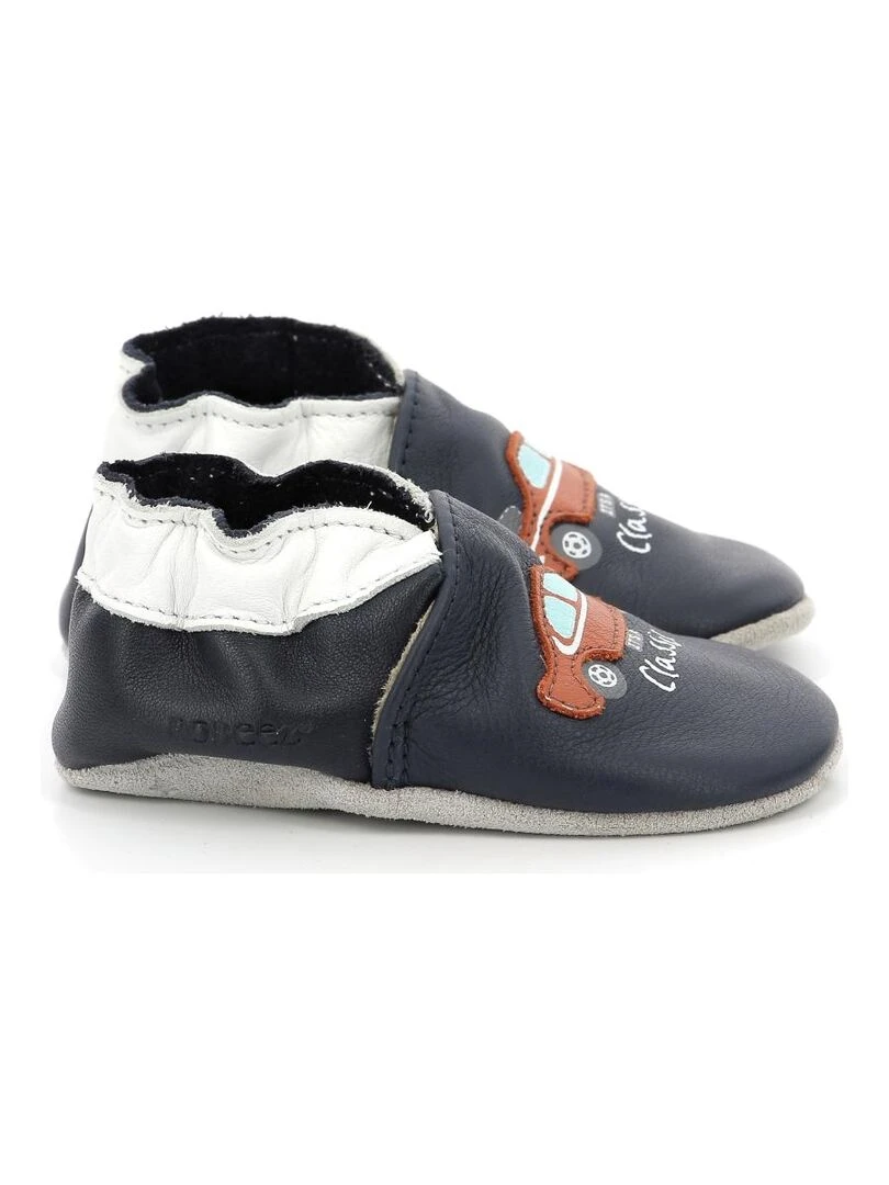 Chaussons Cuir Classicar Bleu marine