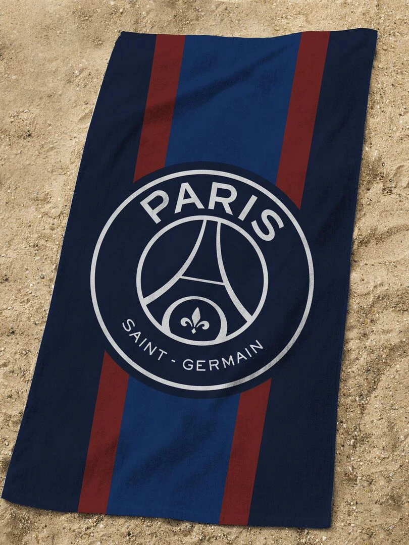 Drap de plage imprimé 100% coton PSG REMIXED Bleu