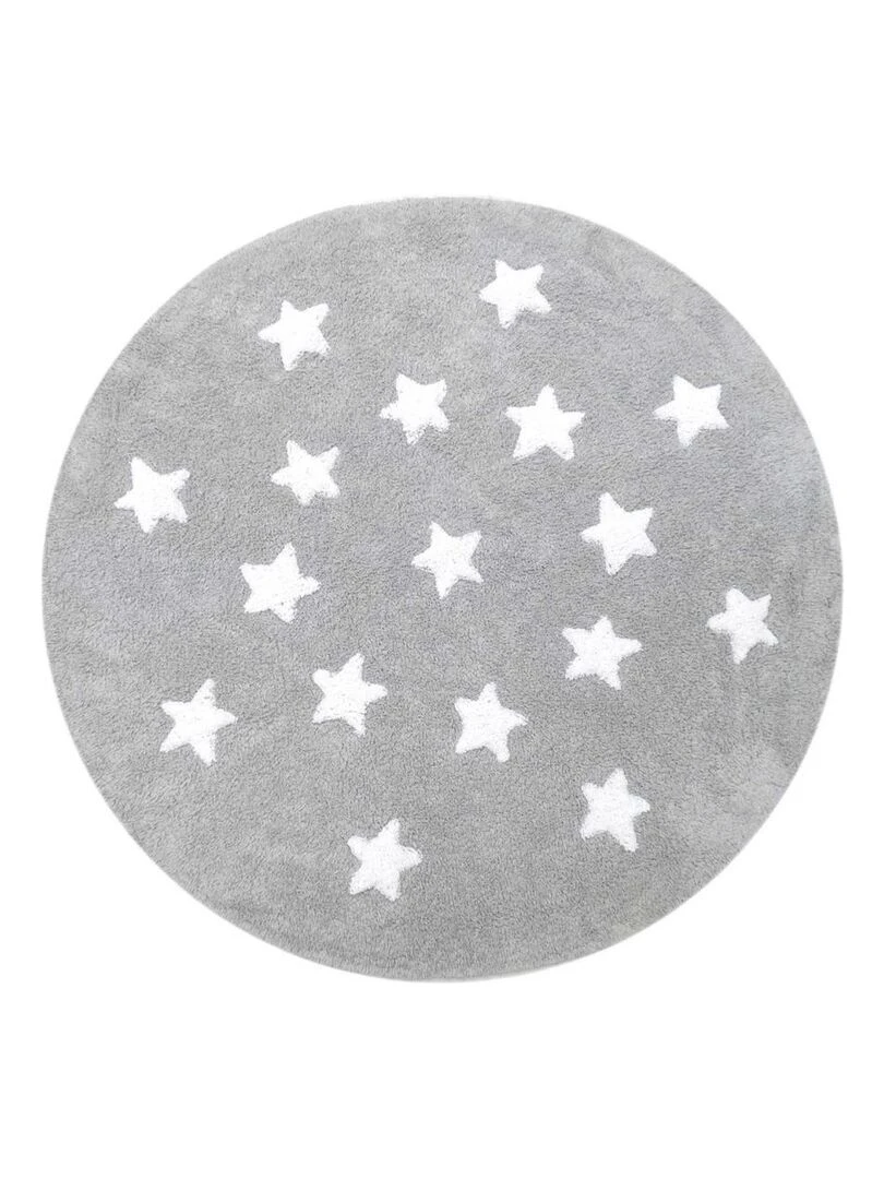 Tapis rond tufté main en coton ETOILE R Care&Fair Gris