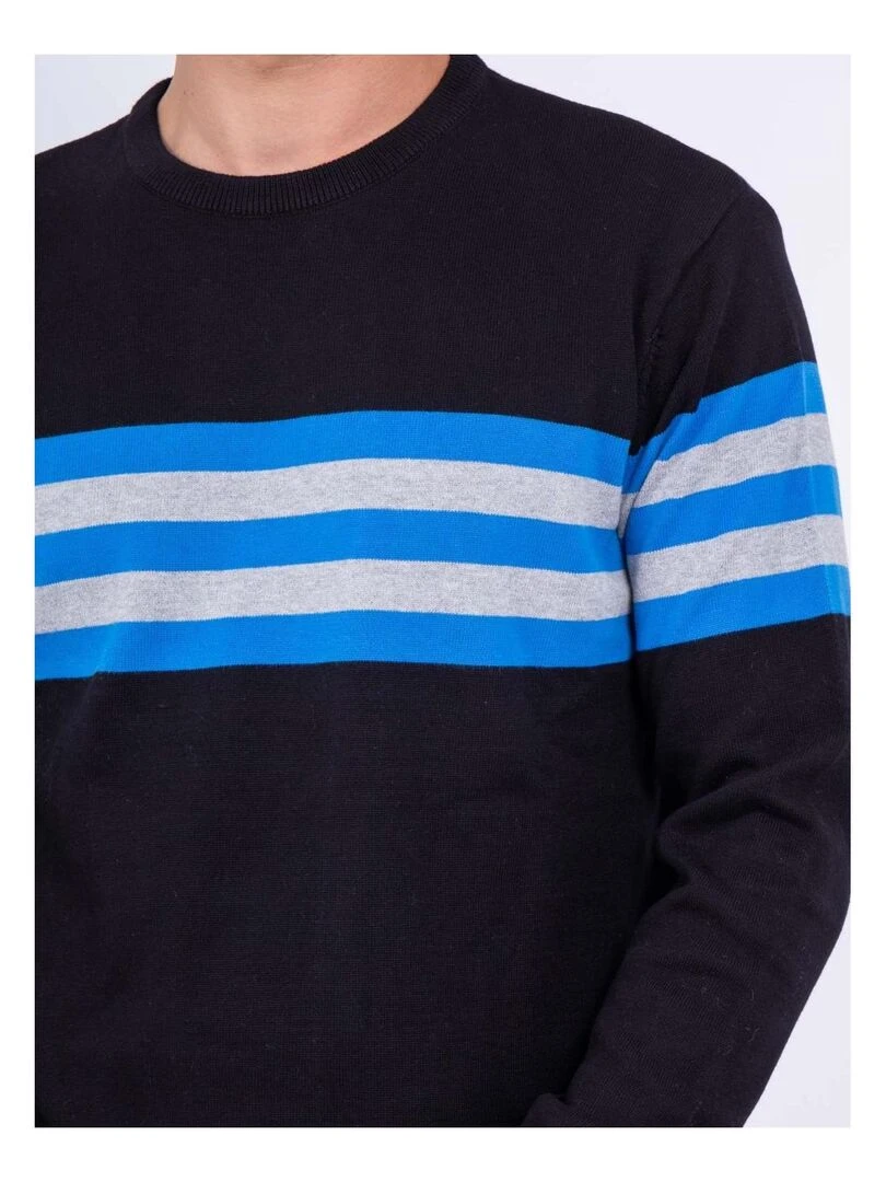 Pull col rond pur coton LIMOGE   Bleu