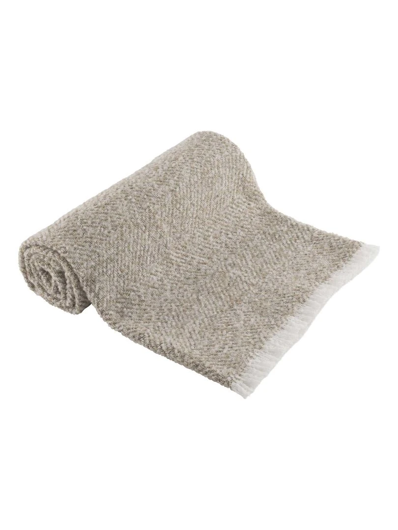 Plaid aux mélanges de matières Beige