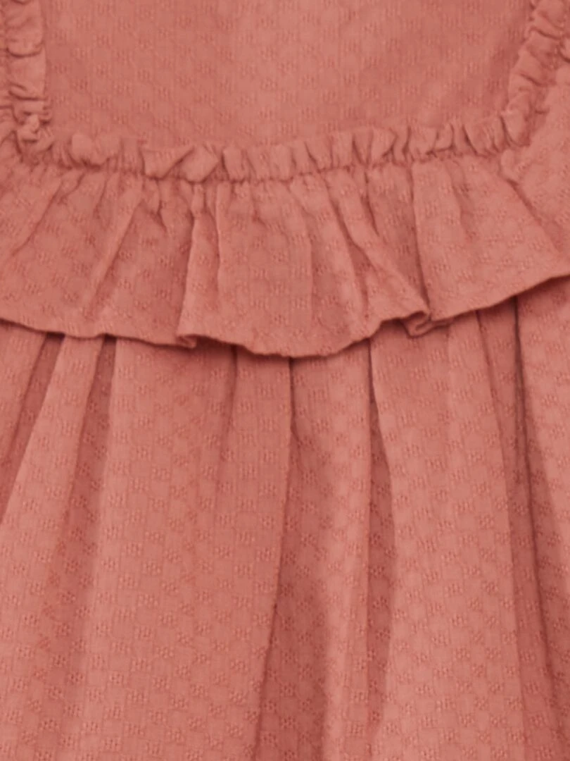 Robe évasée avec volants + culotte assortie   Rose