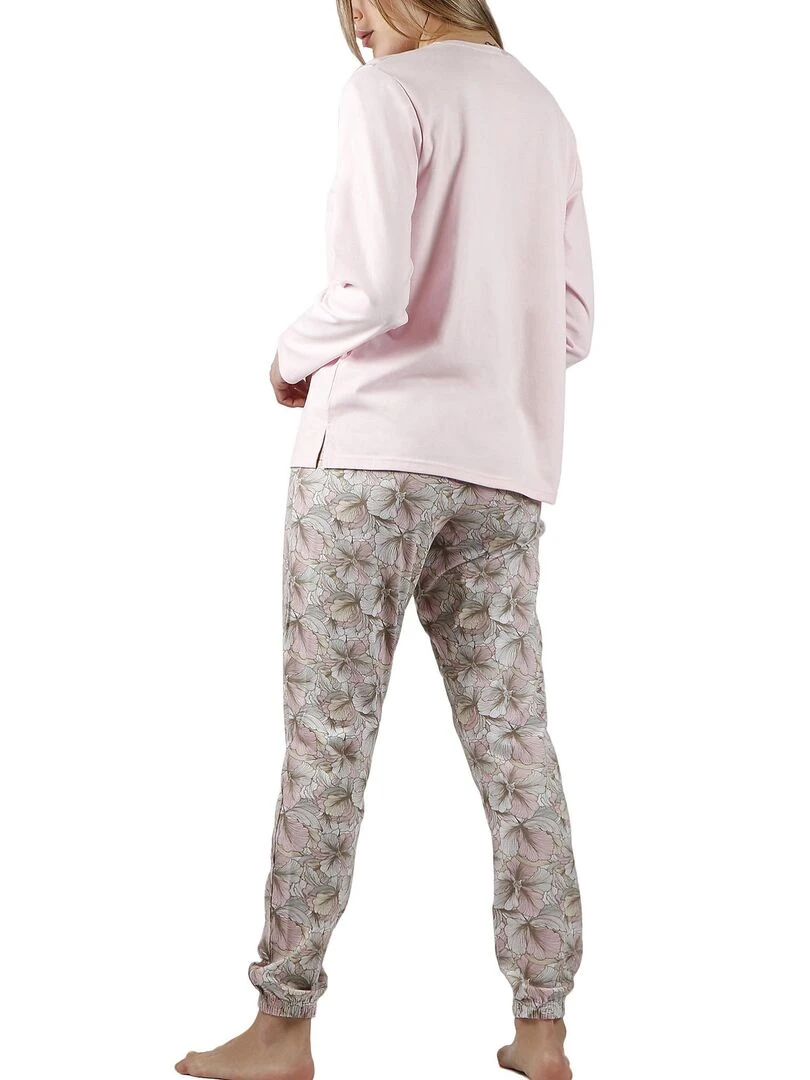 Pyjama pantalon top manches longues Made With Love Rose