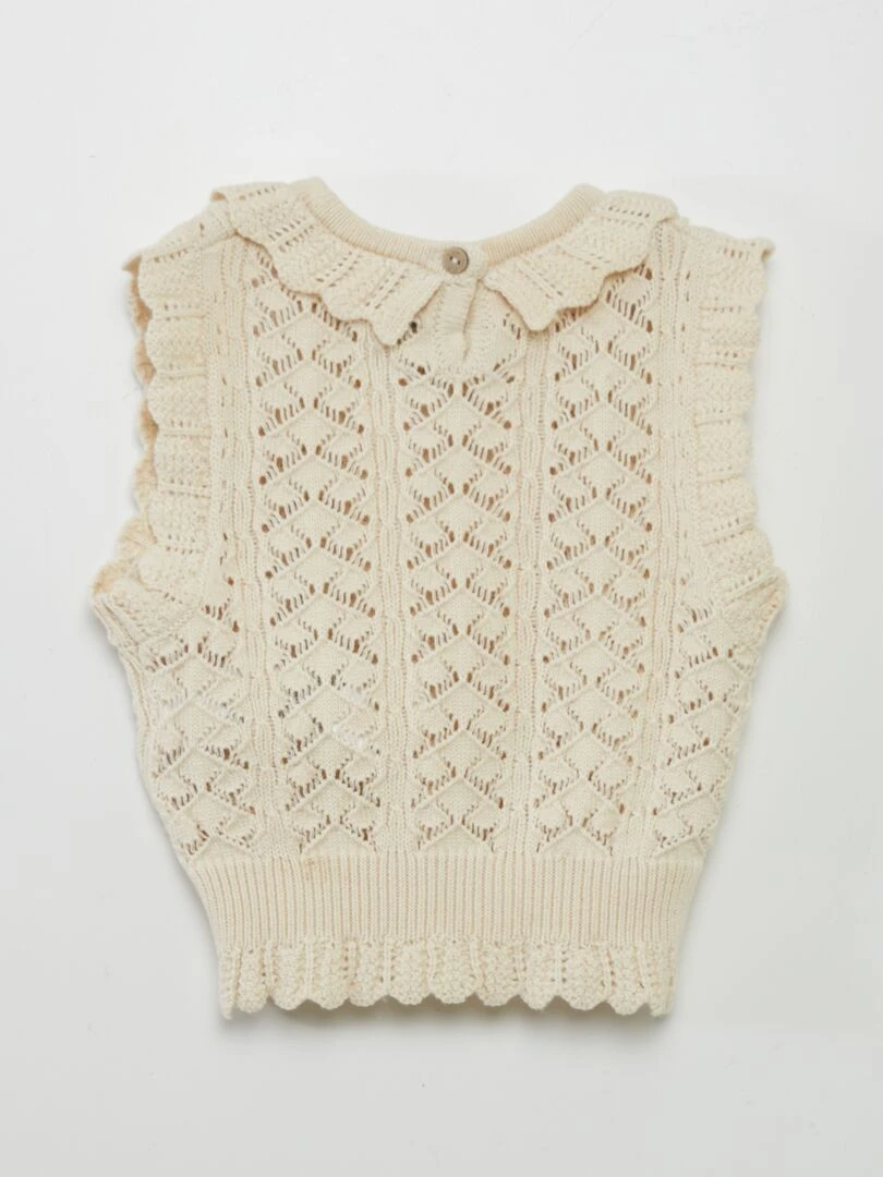Pull sans manches en tricot   Blanc