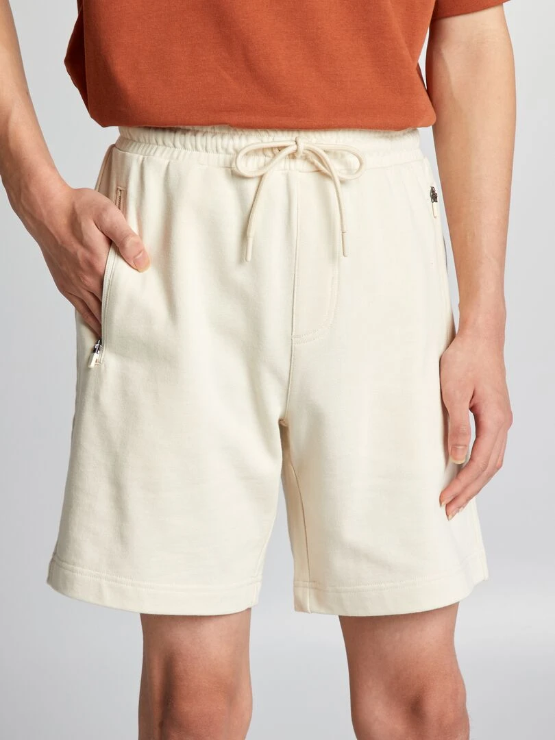 Short en molleton avec poches zippées beige
