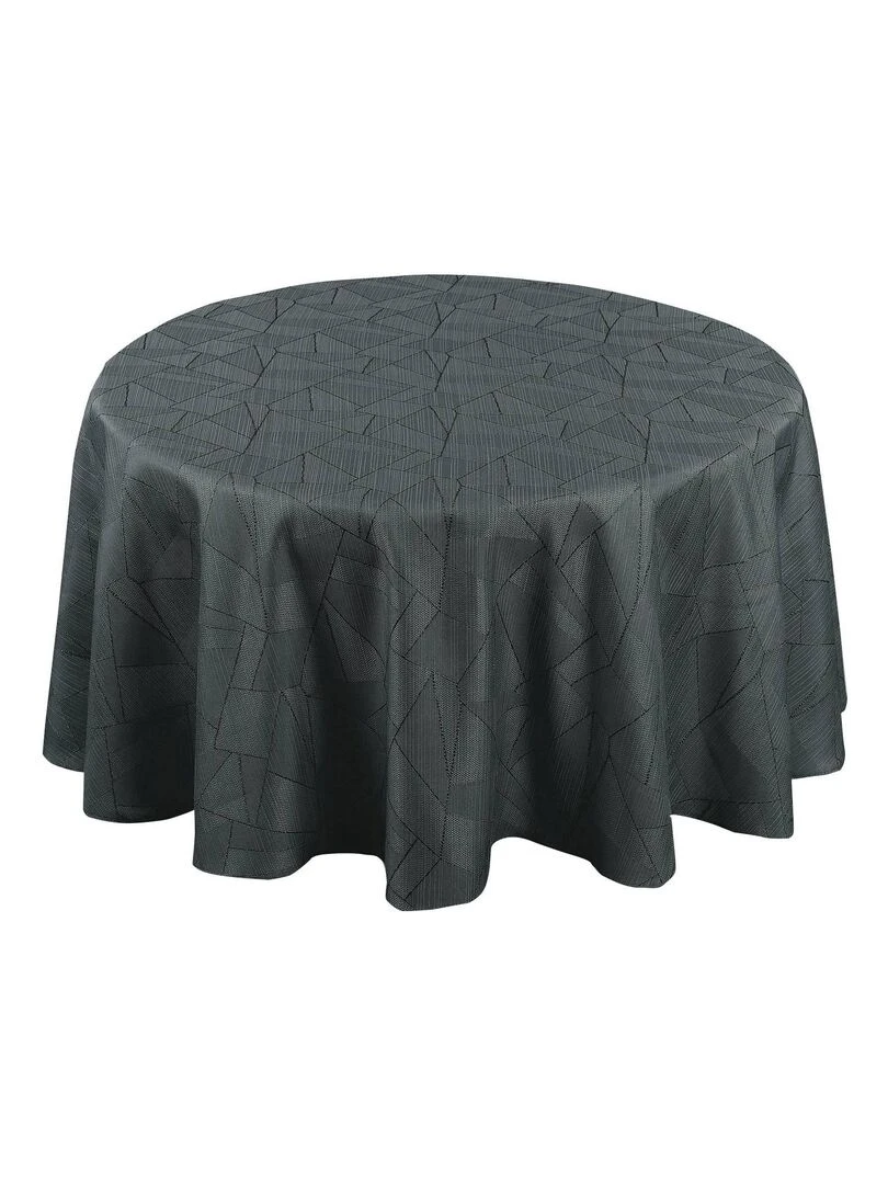 Nappe ronde outdoor aux motifs graphiques gris anthracite