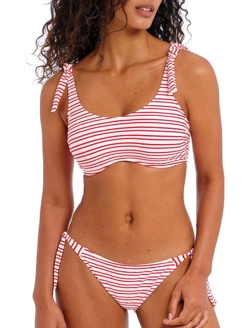 Haut de maillot rayé brassière à armatures New shores Rouge