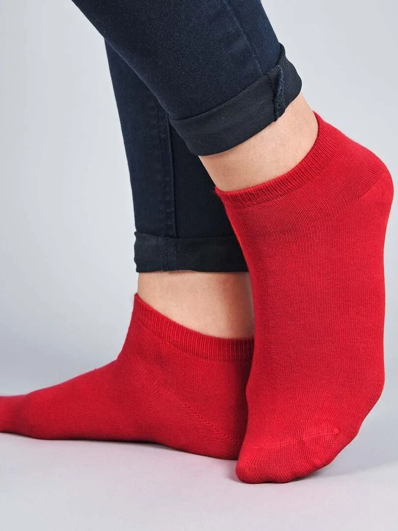 Socquettes Coton Prémium Lot 20 Paires Fabrication UE Rouge