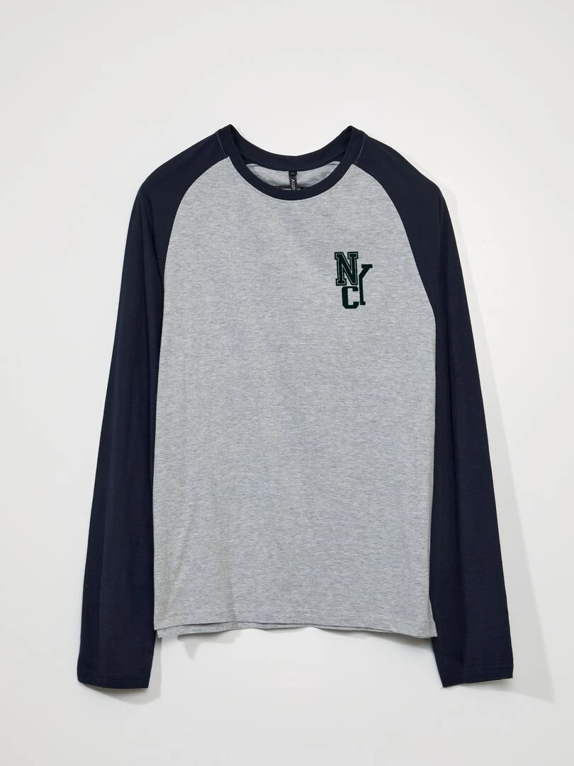 Pyjama long   imprimé NYC   2 pièces   Bleu marine