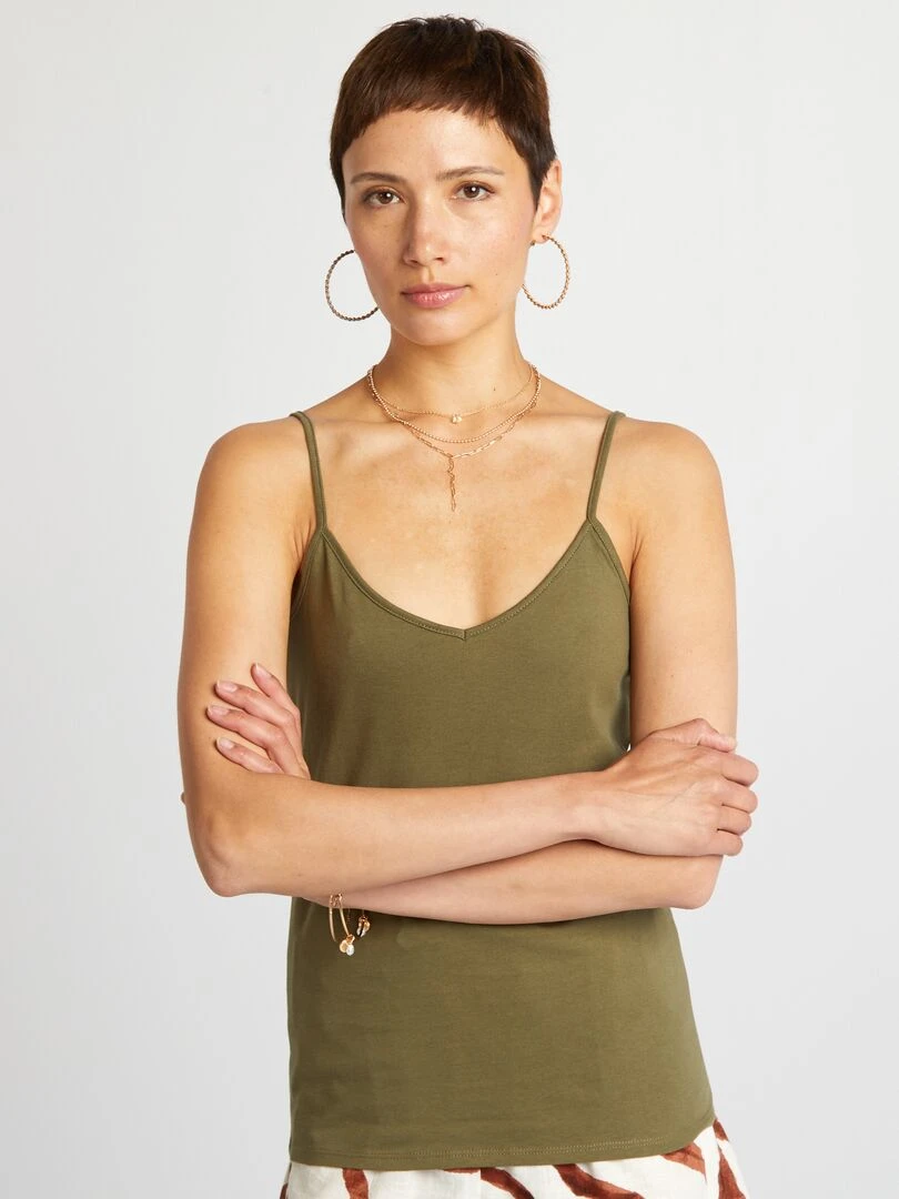 Débardeur fines bretelles   Kaki