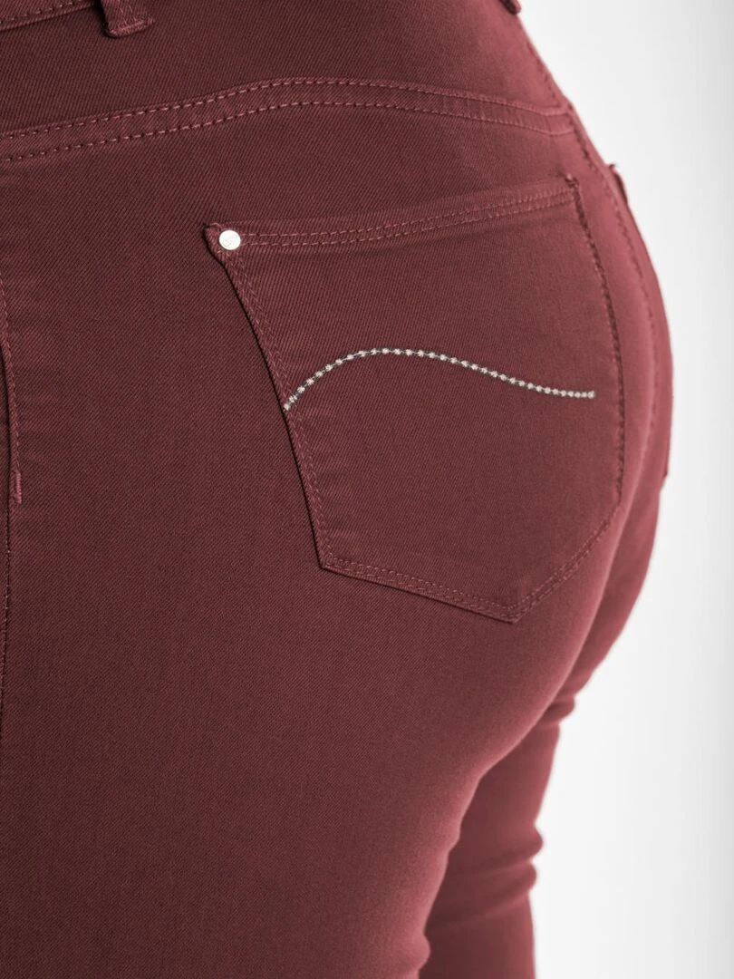 Jeans regular stretch twill de couleur OBR11 'OBER'   Rouge bordeaux