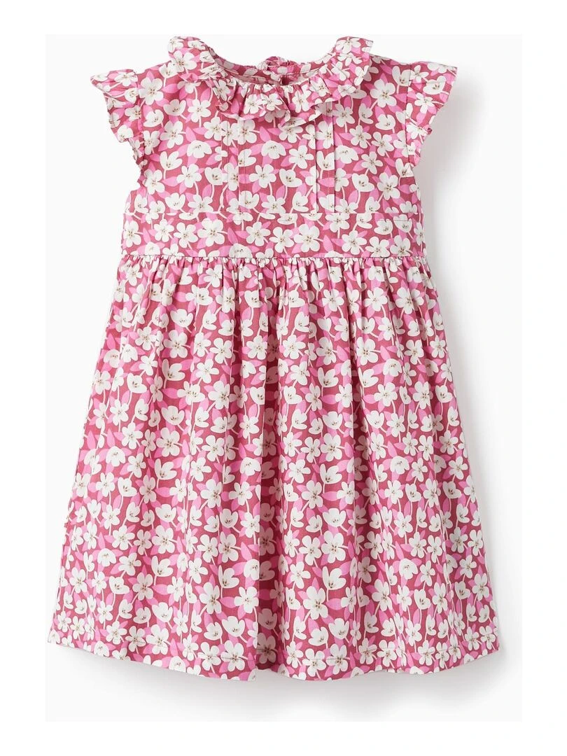 Robe Florale avec Volants pour Bébé Fille manches courtes PICASSO Rose