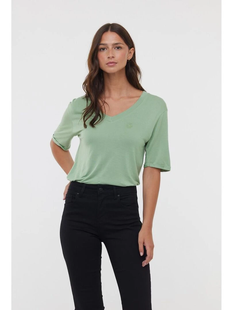 Lee Cooper   T Shirt manches courtes viscose regular ADOUNA M   Vert pistache