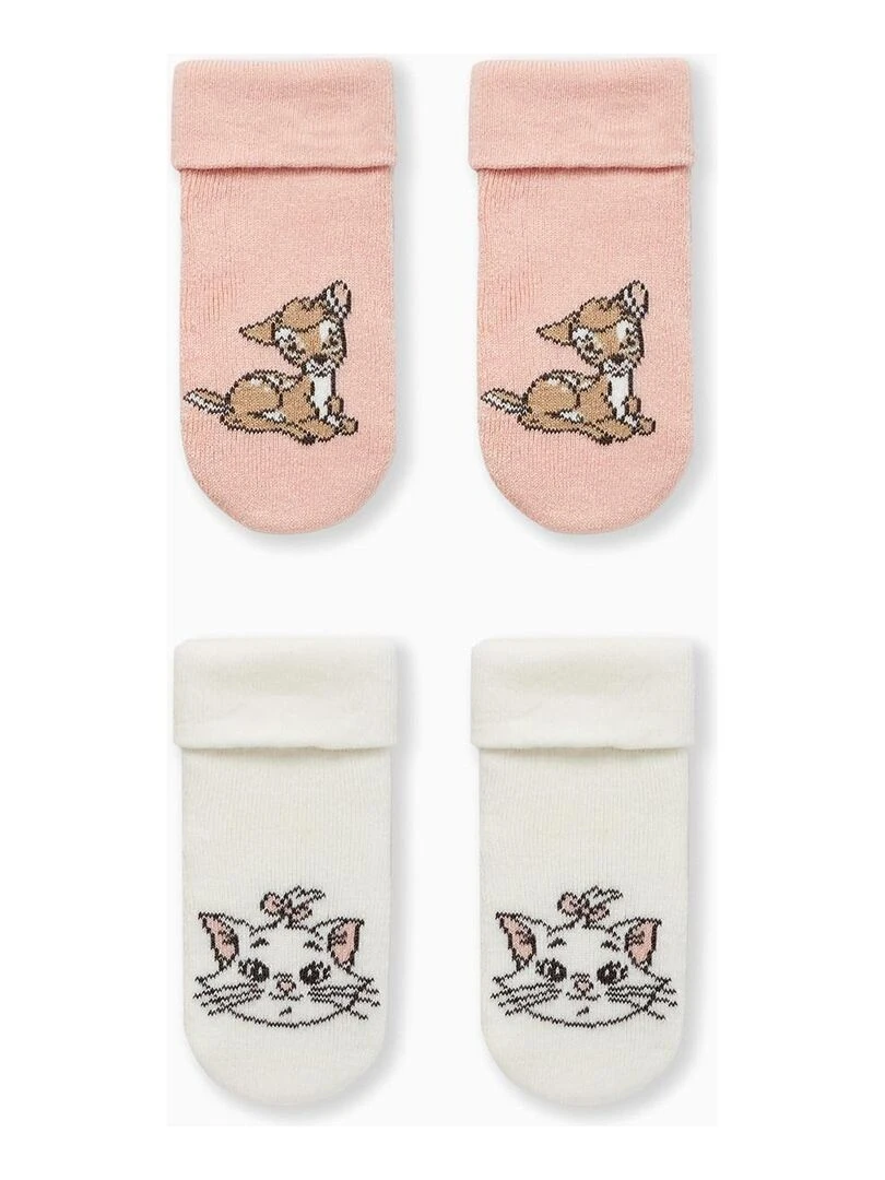 Pack 2 Paires de Chaussettes Antidérapantes pour Bébé Fille 'Disney' DISNEY CLASSICS Multicolore