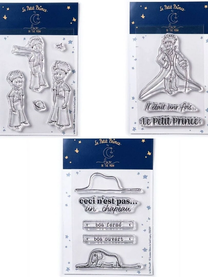 13 Tampons transparents Le Petit Prince Etoiles + Messages + Boa Eléphant N/A