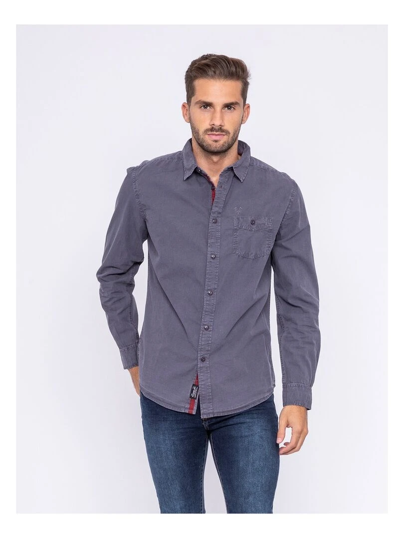 Chemise manches longues pur coton TILMO Noir