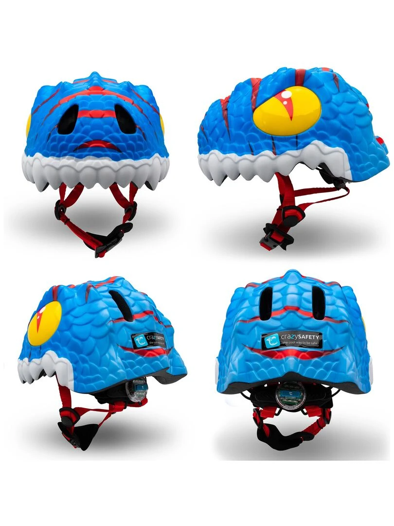 Casque de Vélo pour enfants   Dino Bleu   Crazy Safety   Certifié EN1078   Bleu Bleu