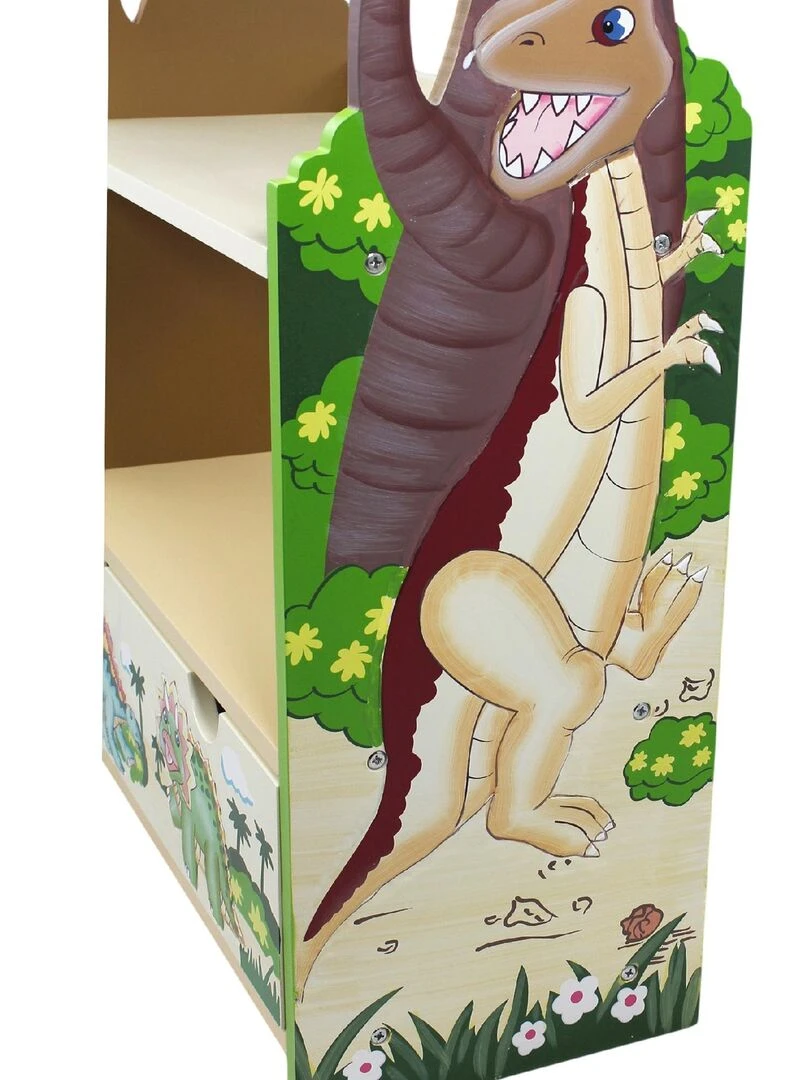 Meuble bibliothèque en bois enfant mixte rangement dinosaure livre jouet Fantasy Fields TD 0069A Marron