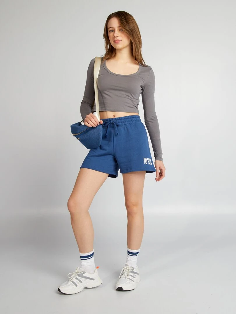 Crop top manches longues Gris