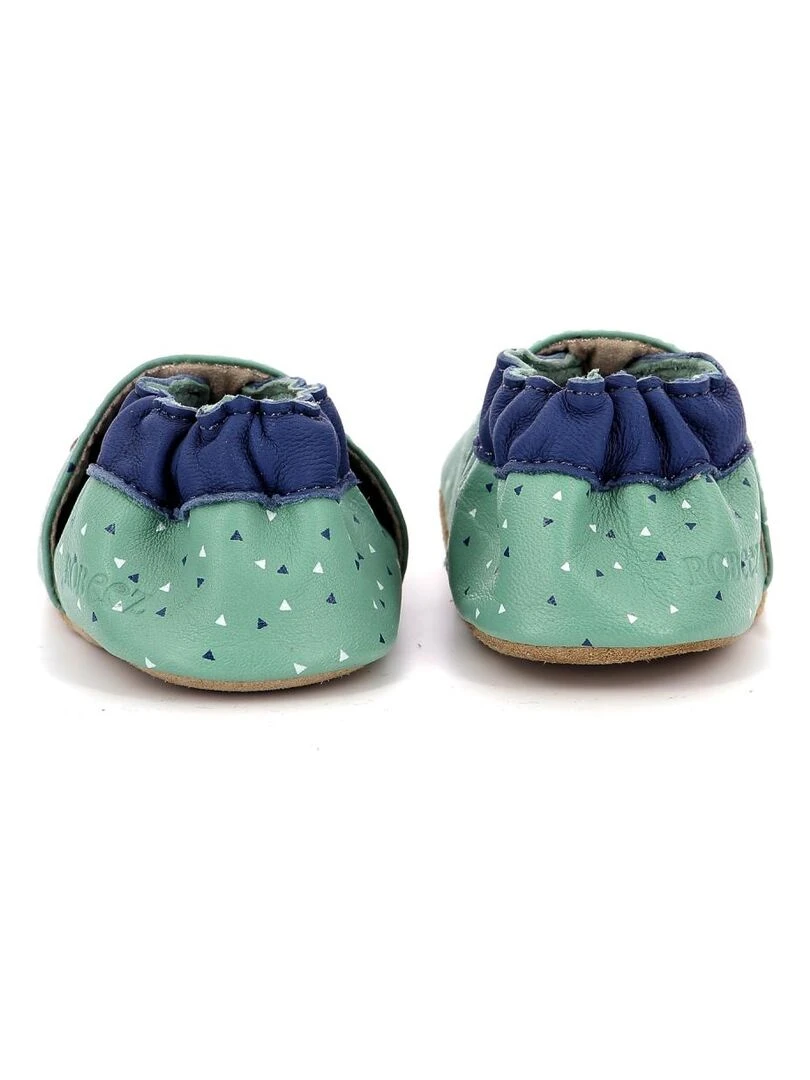 Chaussons Cuir Playing Panda   Vert