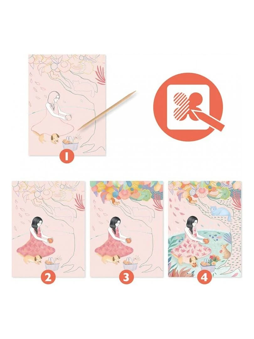 Pochette 4 Cartes À  Gratter Pastel   N/A