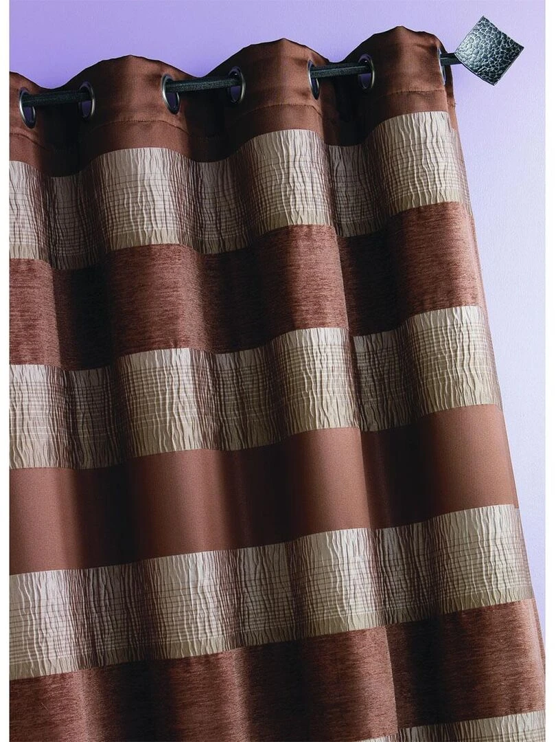 Rideau Jacquard grosses rayures horizontales Taupe