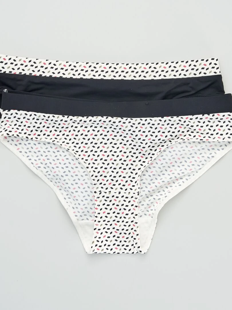 Lot de 2 culottes avec imprimés 'Envie de lingerie' noir/blanc