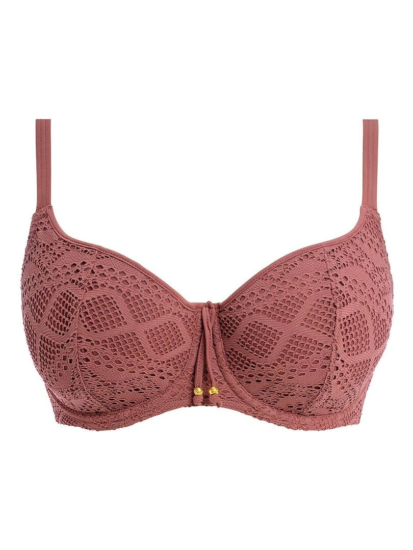 Haut de maillot de bain maille crochet à armatures Sundance   Marron