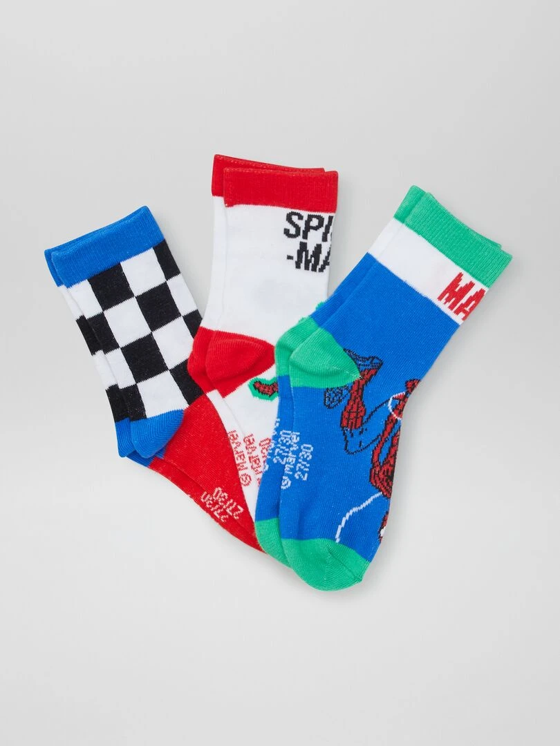 Lot de chaussettes 'Spider man' 3 paires Bleu/rouge/vert